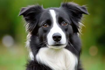 Fototapeta premium Black and White Dog Looking Directly