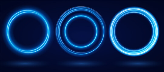 Color circles frame with glitter light effect. A flash flies in a circle in a luminous ring.