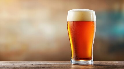Refreshing Glass of Beer on a Wooden Table