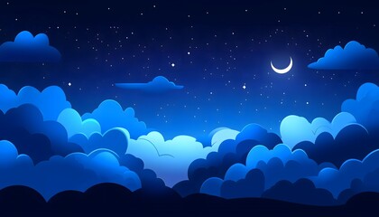 An abstract illustration of a cloudy and starry night sky