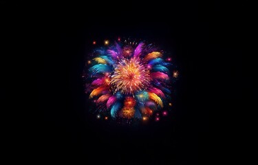 Fototapeta premium Colorful fireworks burst in a dark sky.