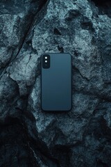 Black Cell Phone on Rock