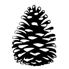 Black and White Pine Cone Vector Illustration