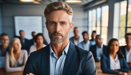 Business Leader Giving a Presentation to Team