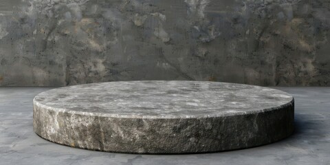 Empty gray concrete stone podium isolated on transparent background