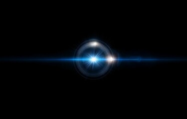 A blue light shines through concentric rings on a dark background.