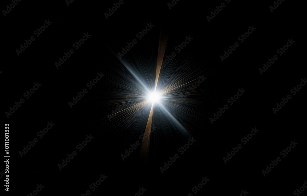 Aufkleber a white light with golden rays emanating from a central point against a black background.