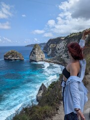 Bali, Indonesia, blue, sea, woman, tourist, redhead, holiday