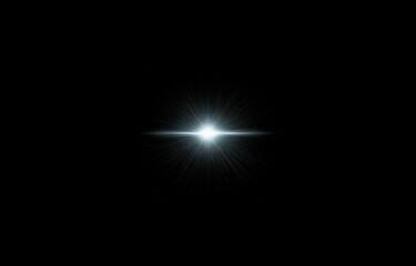 A bright white light with radial rays against a black background.