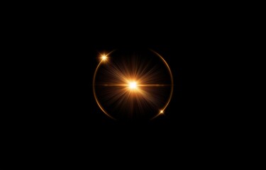 Obraz premium A bright light in the shape of a ring shines in the center of a black background.