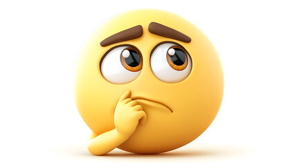 3D Confused Yellow Face Emoji