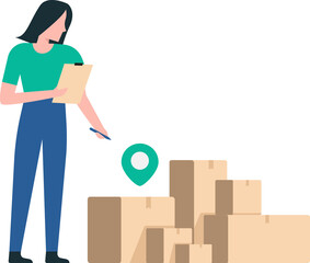 Logistics workers are checking goods in the warehouse for transportation.