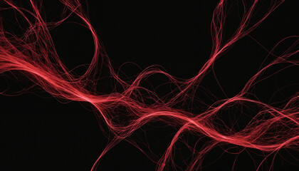 Red digital brainwaves in space, good for neural connections, neural network portrayal and artificial intelligence