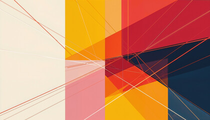 Fototapeta premium Abstract colorful composition with intersecting lines and geometric shapes in a modern style