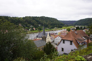 View of the town of Wehlen, Saxon Switzerland, Germany.