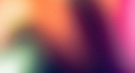 Abstract soft magenta orange pink blue color grainy retro backdrop design. Vibrant colors pastel smooth noise texture gradient, banner or poster and website header