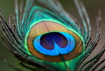 Obraz premium Exotic Close up Peacock Feather Vibrant Blue Plumage Eye Pattern Beautiful Peafowl Bird