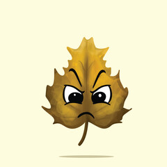angry leaf mascot character. cute, funny, and playful concept. autumn, holiday, and education themes
