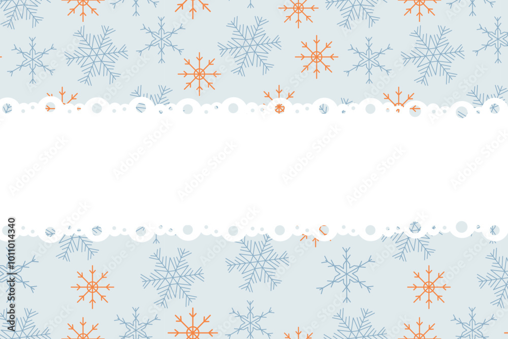 Fototapete flat vector illustration frame without text for your text. holiday background with snowflake frame a