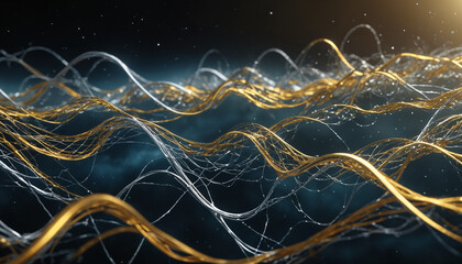 Silver and gold neural connections, good for portrayal of neural networks