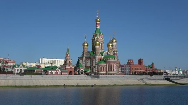 View of the Annunciation Cathedral on a sunny August day. Yoshkar-Ola, Russia