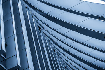 Dynamic Architectural Lines in Serene Blue Tones Highlight Modern Design