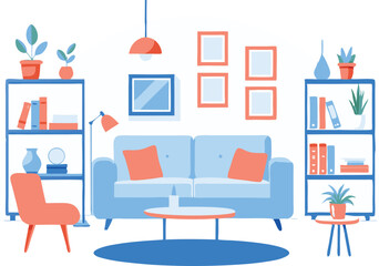 Fototapeta premium Colorful Couch Set Illustration with Cushions