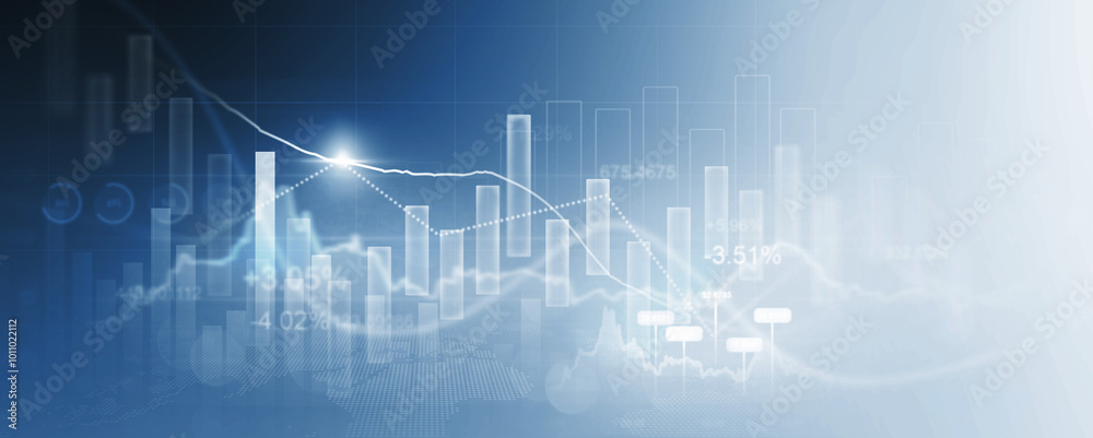 Poster analyzing data sales and financial graph chart. business development strategy,analysis and planning.