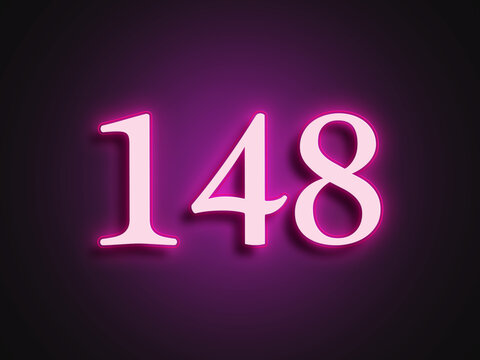 Pink glowing Neon light text effect of number 148.