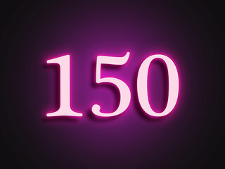 Pink glowing Neon light text effect of number 150.