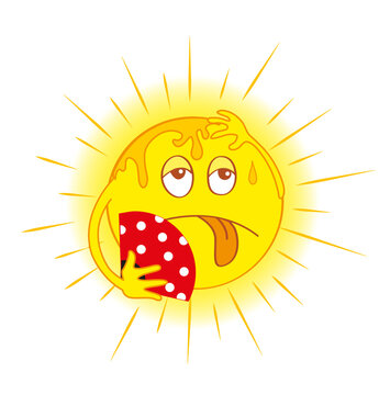 Sol sudando con un abanico