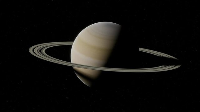 Saturn with rings 3D Space and Planet Visualization animation UHD 4K 01