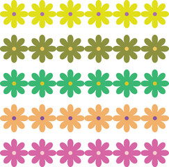 Trendy floral seamless pattern collection. Set of vintage 70s style flower background illustration.