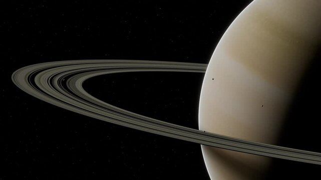 Saturn with rings, closeup 3D Space and Planet Visualization animation UHD 4K 03