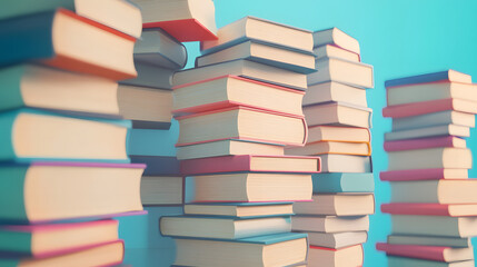 stack of books 3D cartoon