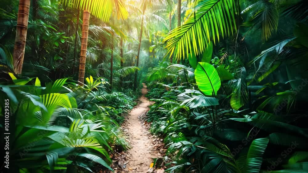 Aufkleber A path through a jungle with trees and plants