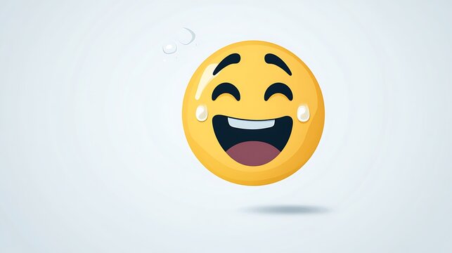 3D Laughing Yellow Face Emoji - Powered by Adobe