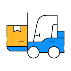 warehouse loader with box line icon vector. warehouse loader with box sign. isolated symbol illustration