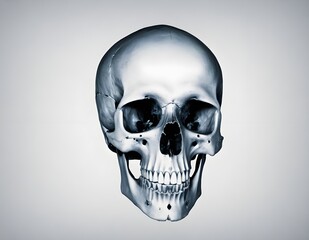 Detailed transparent view of a human skull, highlighting anatomical structures and contours. Horror