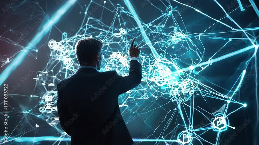 Poster Concept of technology and innovation, as well as the idea of interconnectedness