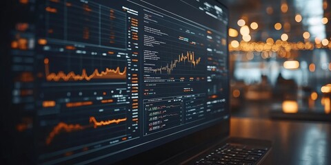 Obraz premium Business Financial Dashboard Displaying Stock Market Data for Analytics and Investment Research