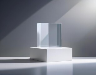 Fototapeta premium A versatile background image showcasing a transparent acrylic display case, perfect for highlighting products or creating a minimalist aesthetic