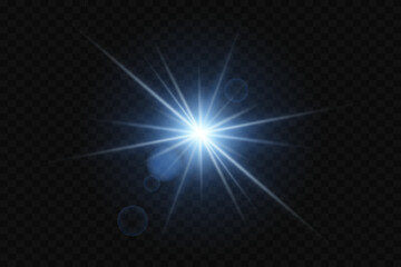 Light star and light rays of light. On a transparent background.