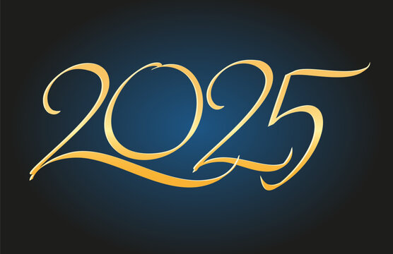 2025 New Year vector inscription. Handwritten calligraphy. 2025 vector word for poster, greeting card, banner.