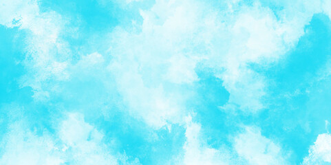 Abstract light blue watercolor cloudiness, mist, or smog background. light blue sky with white background and blurred pattern. Vivid textured aquarelle painted art design background.	
