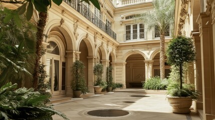The peaceful courtyard of the Muse Jacquemart-Andr with its stunning architecture.