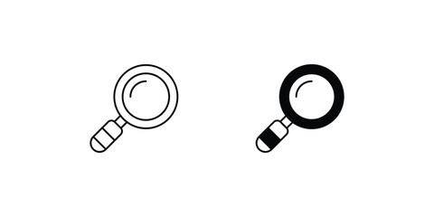 magnifying glass set icon with white background vector stock illustration