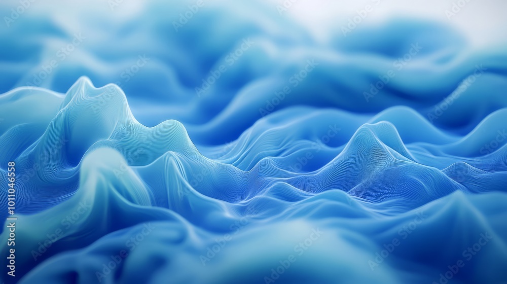 Wall mural abstract blue background with gradient shades and smooth wave patterns, modern digital art design pe