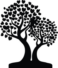 A two Tree Black Silhouette Vector Illustration