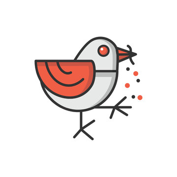 recommend clip art: Cute little red bird icon isolated vector illustration.